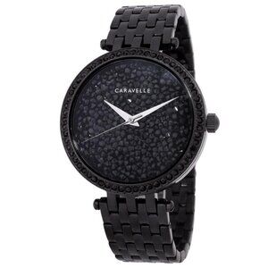 NWT Authentic Bulova Caravelle Quartz Crystal Black Dial Women's Watch